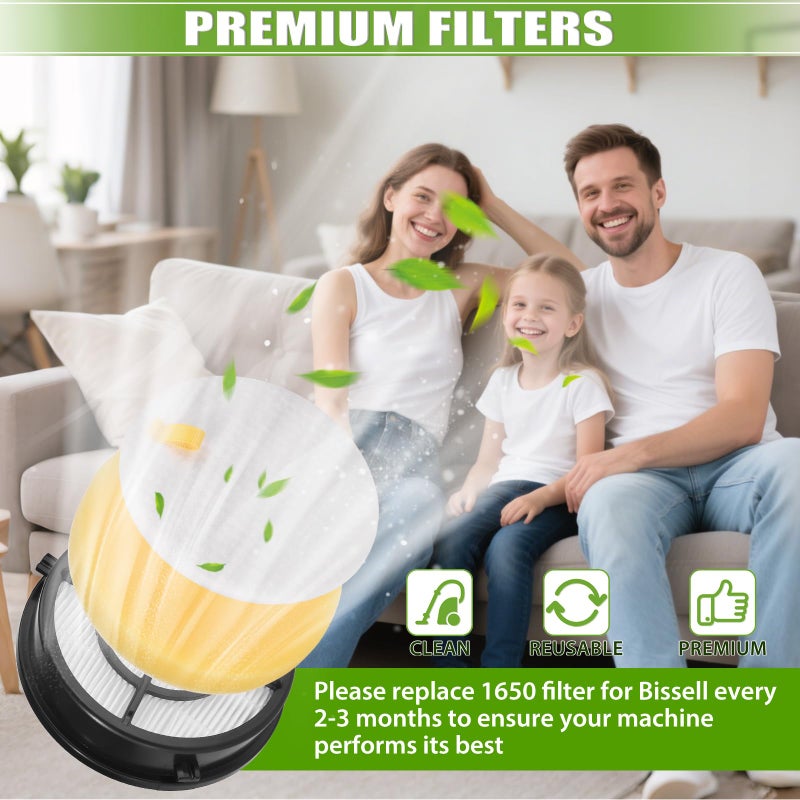 Innovaty 27909 1650 Filter Replacement Compatible with Bissell Pet Hair Eraser Turbo Pro/Plus Febreze 27909 1650 1650A 2281 2475 2790 2817 Vacuum, Replace to part 1606751 and 1603437 - Image 5